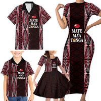 Tonga Rugby Personalised Family Matching Short Sleeve Bodycon Dress and Hawaiian Shirt 2025 Mate Maa Tonga Ngatu Motif LT14 - Polynesian Pride
