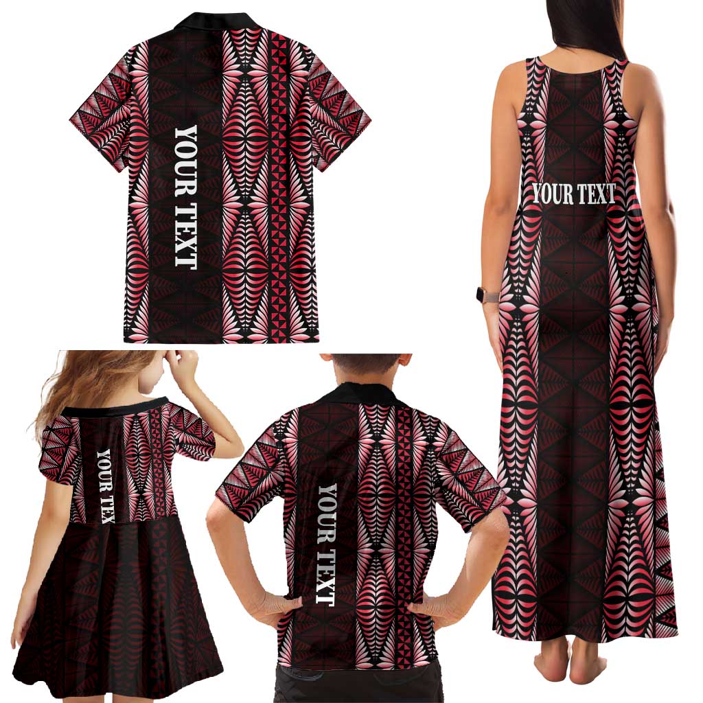 Tonga Rugby Personalised Family Matching Tank Maxi Dress and Hawaiian Shirt 2025 Mate Maa Tonga Ngatu Motif LT14 - Polynesian Pride