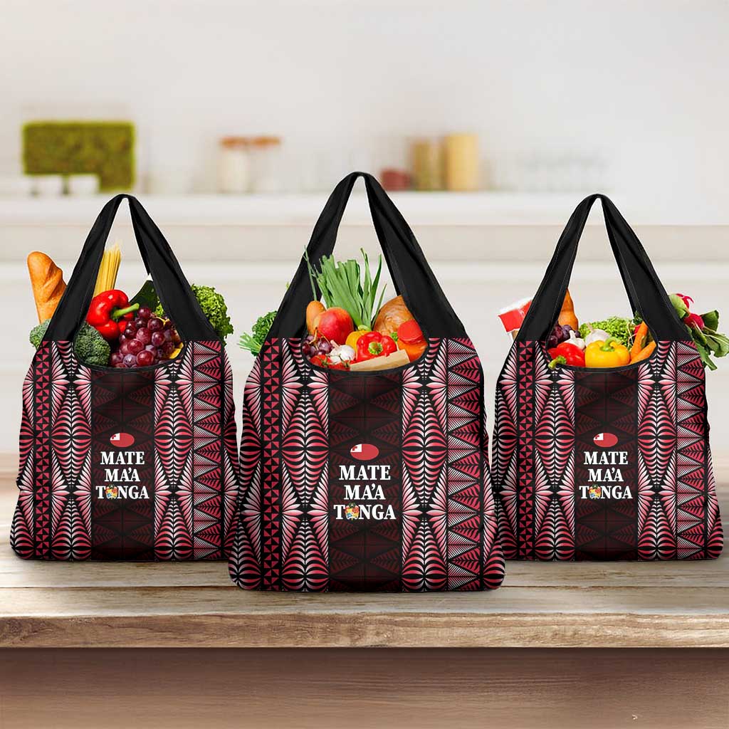 Tonga Rugby Grocery Bag 2025 Mate Maa Tonga Ngatu Motif - Polynesian Pride