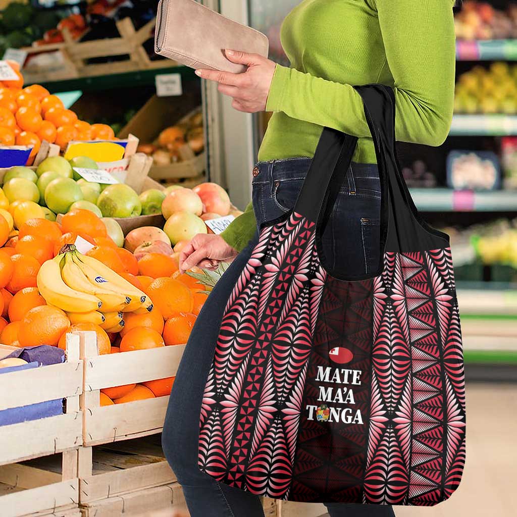 Tonga Rugby Grocery Bag 2025 Mate Maa Tonga Ngatu Motif - Polynesian Pride
