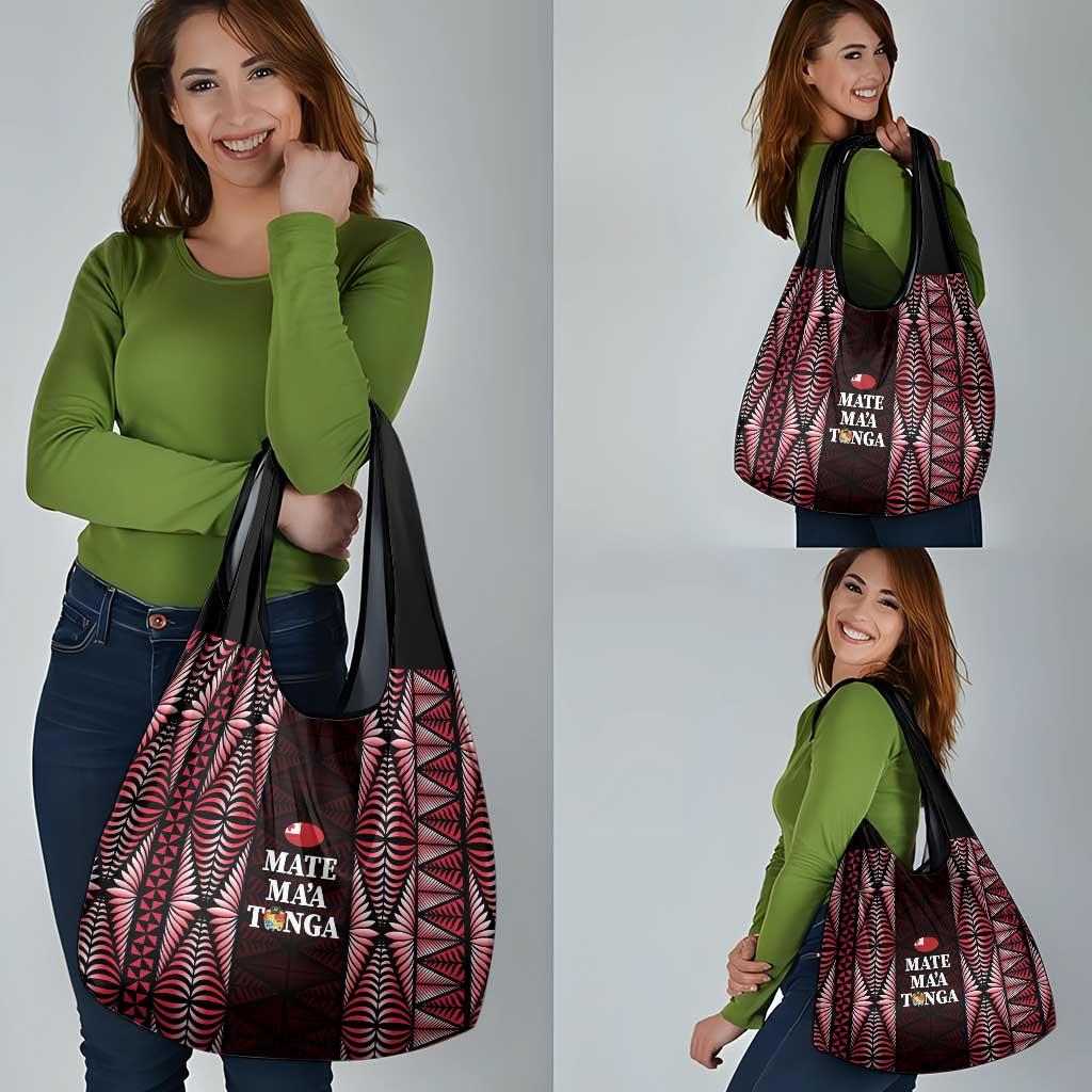 Tonga Rugby Grocery Bag 2025 Mate Maa Tonga Ngatu Motif - Polynesian Pride