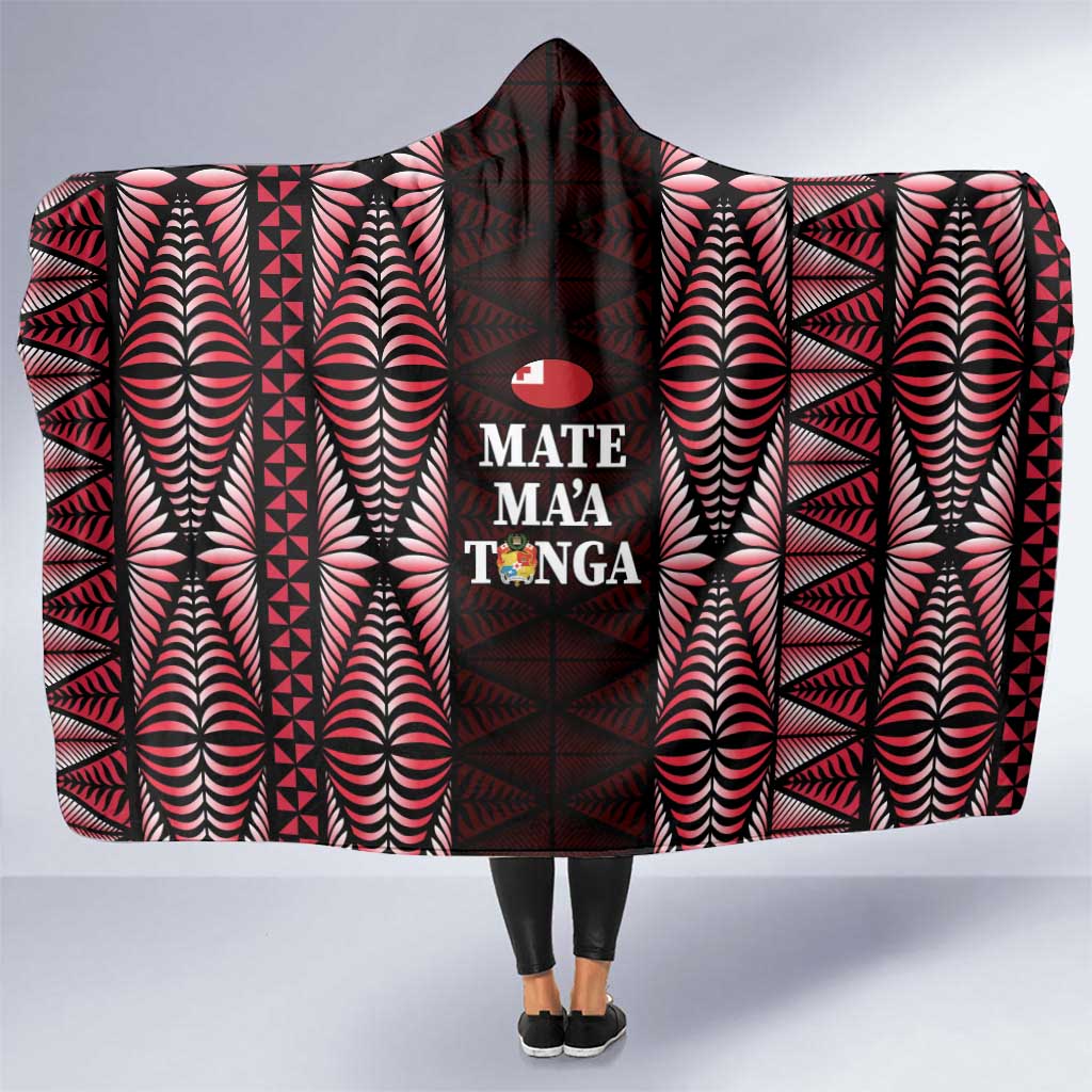 Tonga Rugby Hooded Blanket 2025 Mate Maa Tonga Ngatu Motif - Polynesian Pride