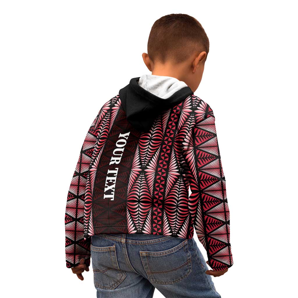 Tonga Rugby Personalised Kid Hoodie 2025 Mate Maa Tonga Ngatu Motif - Polynesian Pride