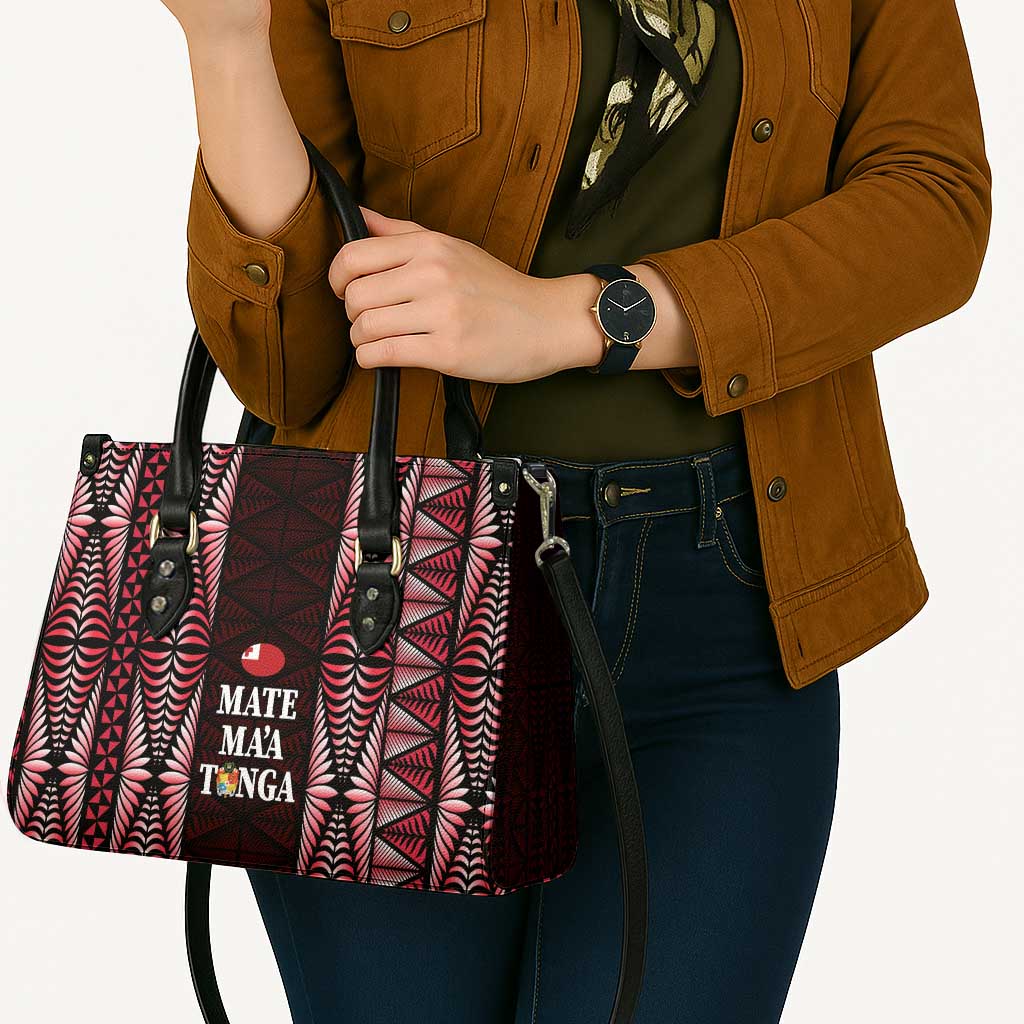 Tonga Rugby Leather Bag 2025 Mate Maa Tonga Ngatu Motif - Polynesian Pride