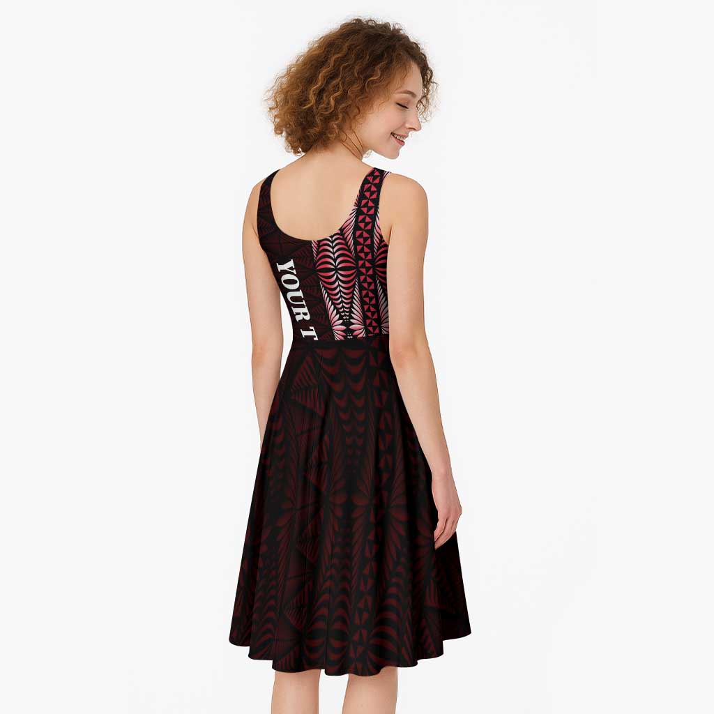 Tonga Rugby Personalised Midi Dress 2025 Mate Maa Tonga Ngatu Motif - Polynesian Pride
