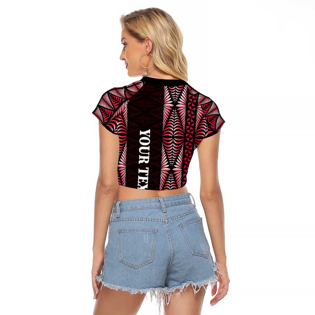 Tonga Rugby Personalised Raglan Cropped T Shirt 2025 Mate Maa Tonga Ngatu Motif LT14 - Polynesian Pride