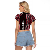 Tonga Rugby Personalised Raglan Cropped T Shirt 2025 Mate Maa Tonga Ngatu Motif LT14 - Polynesian Pride