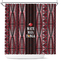 Tonga Rugby Shower Curtain 2025 Mate Maa Tonga Ngatu Motif LT14 Red - Polynesian Pride