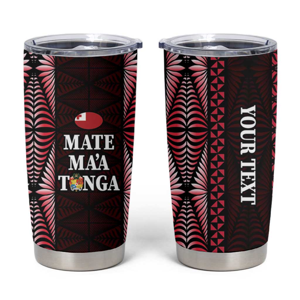 Tonga Rugby Personalised Tumbler Cup 2025 Mate Maa Tonga Ngatu Motif - Polynesian Pride