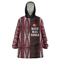 Tonga Rugby Personalised Wearable Blanket Hoodie 2025 Mate Maa Tonga Ngatu Motif LT14 One Size Red - Polynesian Pride