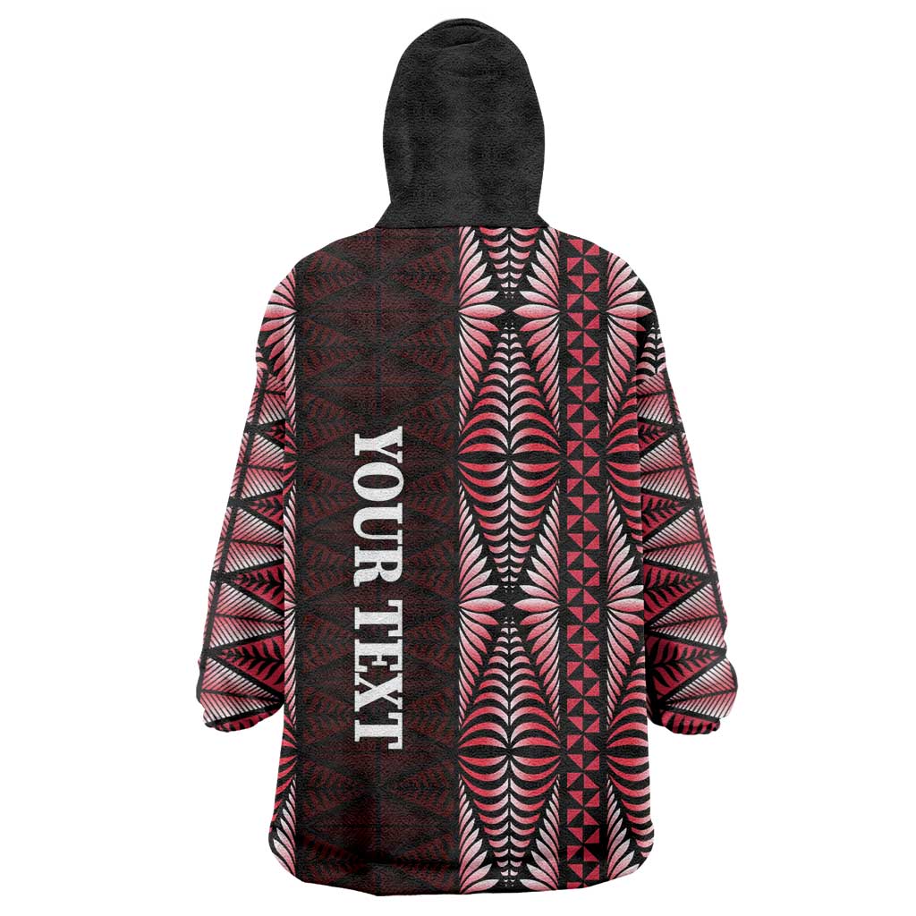 Tonga Rugby Personalised Wearable Blanket Hoodie 2025 Mate Maa Tonga Ngatu Motif LT14 - Polynesian Pride