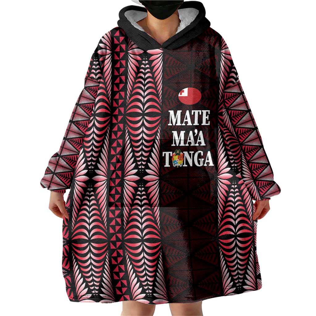 Tonga Rugby Personalised Wearable Blanket Hoodie 2025 Mate Maa Tonga Ngatu Motif LT14 - Polynesian Pride