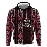 Tonga Rugby Personalised Zip Hoodie 2025 Mate Maa Tonga Ngatu Motif LT14 Pullover Hoodie Red - Polynesian Pride