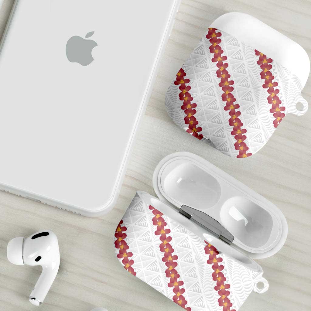 White Sunday Tonga Fakame AirPods Case Tongan Ngatu Heilala Lei LT14 - Polynesian Pride