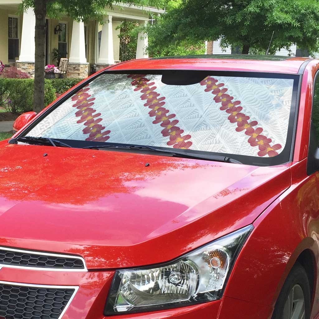 White Sunday Tonga Fakame Auto Sun Shade Tongan Ngatu Heilala Lei LT14 - Polynesian Pride