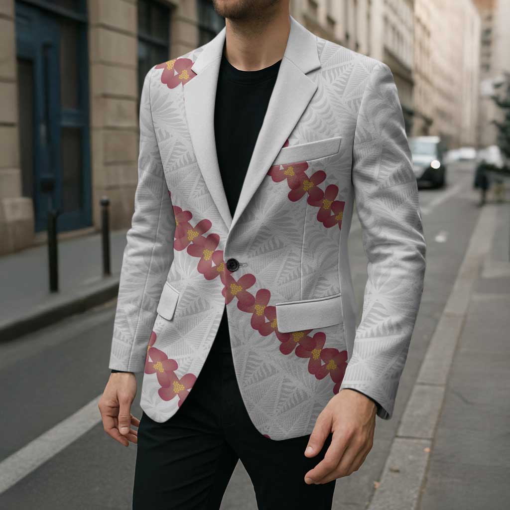 White Sunday Tonga Fakame Blazer Tongan Ngatu Heilala Lei LT14 - Polynesian Pride