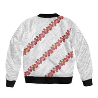 White Sunday Tonga Fakame Bomber Jacket Tongan Ngatu Heilala Lei LT14 - Polynesian Pride