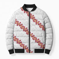White Sunday Tonga Fakame Bomber Puffer Jacket Tongan Ngatu Heilala Lei LT14 Unisex White - Polynesian Pride