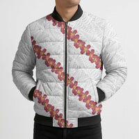 White Sunday Tonga Fakame Bomber Puffer Jacket Tongan Ngatu Heilala Lei LT14 - Polynesian Pride