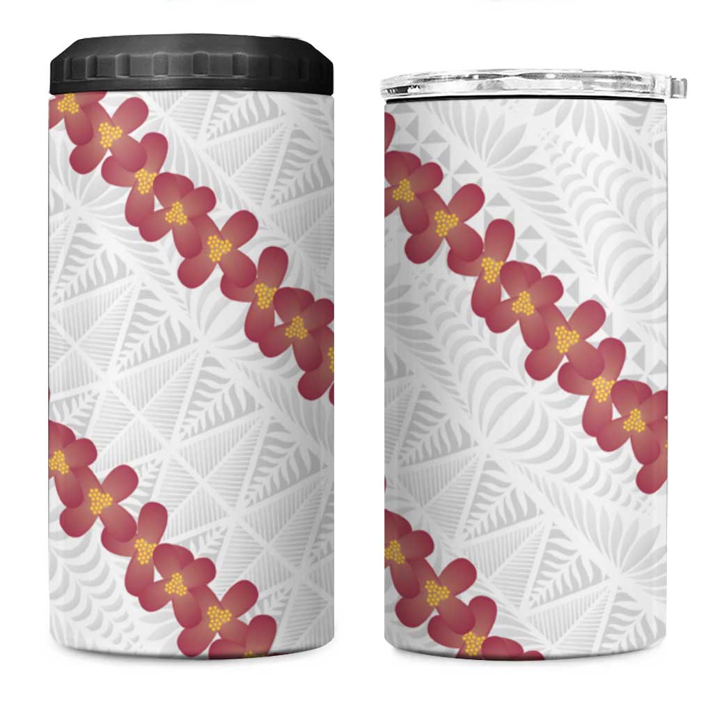 White Sunday Tonga Fakame 4 in 1 Can Cooler Tumbler Tongan Ngatu Heilala Lei LT14 One Size: 16 oz White - Polynesian Pride