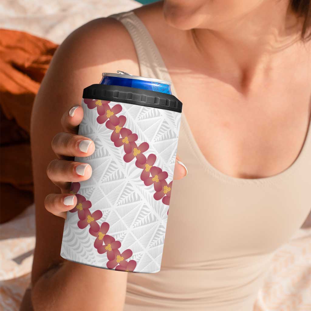 White Sunday Tonga Fakame 4 in 1 Can Cooler Tumbler Tongan Ngatu Heilala Lei LT14 - Polynesian Pride