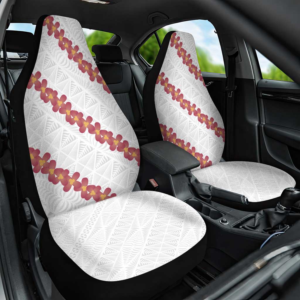 White Sunday Tonga Fakame Car Seat Cover Tongan Ngatu Heilala Lei - Polynesian Pride