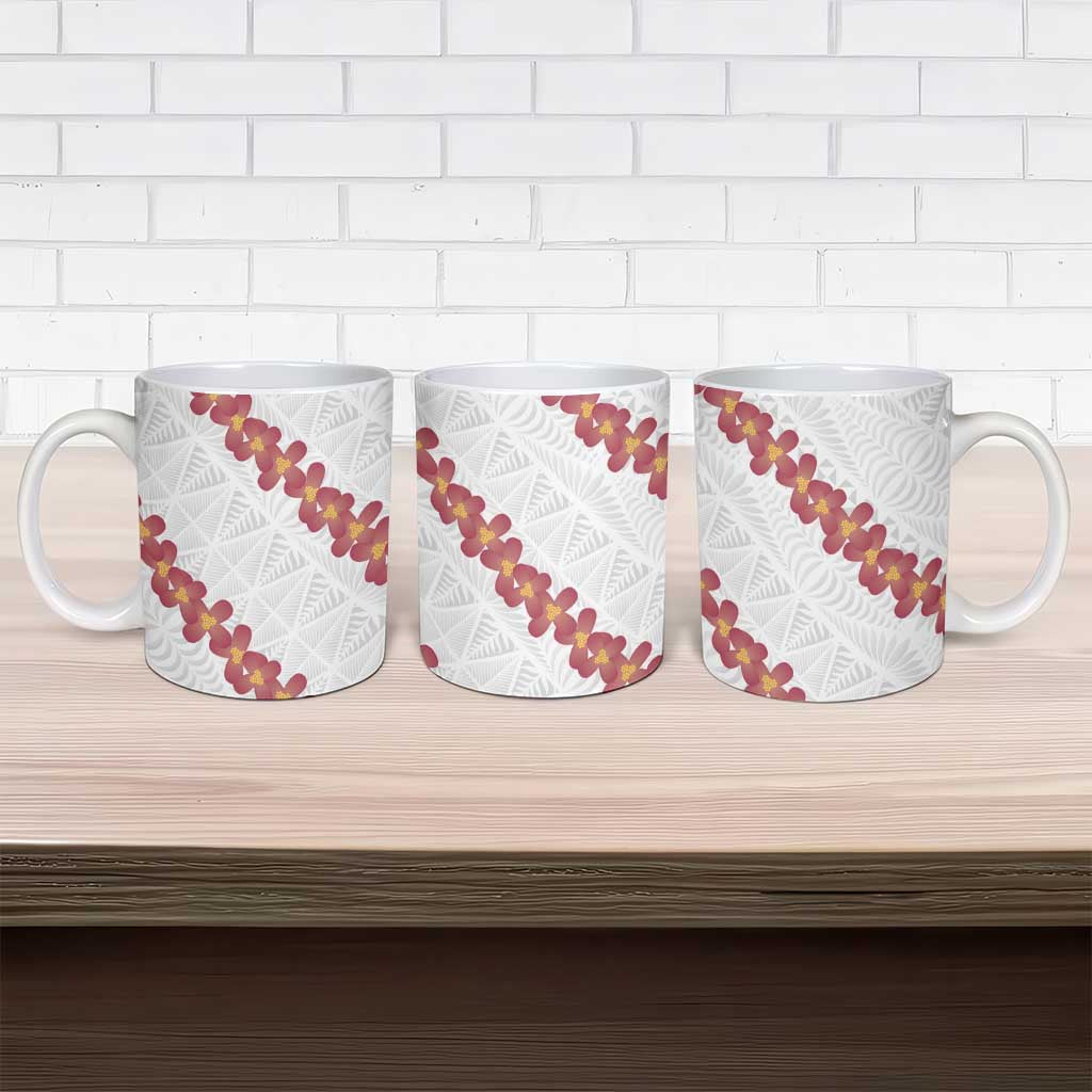 White Sunday Tonga Fakame Ceramic Mug Tongan Ngatu Heilala Lei LT14 - Polynesian Pride
