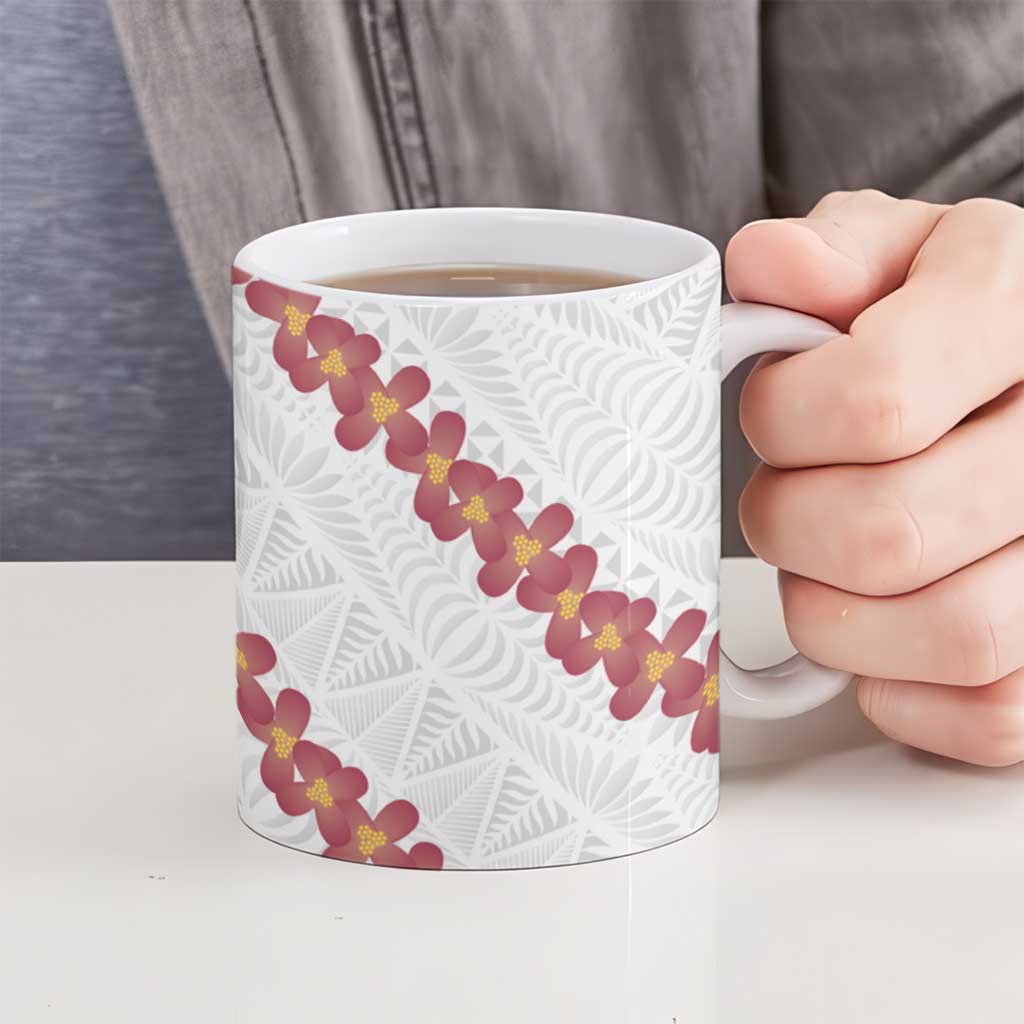 White Sunday Tonga Fakame Ceramic Mug Tongan Ngatu Heilala Lei LT14 - Polynesian Pride
