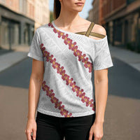 White Sunday Tonga Fakame Cross Shoulder Shirt Tongan Ngatu Heilala Lei LT14 - Polynesian Pride