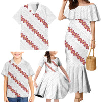 White Sunday Tonga Fakame Family Matching Mermaid Dress and Hawaiian Shirt Tongan Ngatu Heilala Lei LT14 - Polynesian Pride