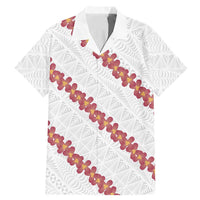 White Sunday Tonga Fakame Family Matching Mermaid Dress and Hawaiian Shirt Tongan Ngatu Heilala Lei LT14 Dad's Shirt - Short Sleeve White - Polynesian Pride