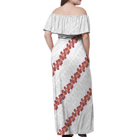 White Sunday Tonga Fakame Family Matching Off Shoulder Maxi Dress and Hawaiian Shirt Tongan Ngatu Heilala Lei LT14 - Polynesian Pride