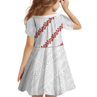 White Sunday Tonga Fakame Family Matching Off Shoulder Short Dress and Hawaiian Shirt Tongan Ngatu Heilala Lei LT14 - Polynesian Pride