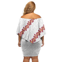 White Sunday Tonga Fakame Family Matching Off Shoulder Short Dress and Hawaiian Shirt Tongan Ngatu Heilala Lei LT14 - Polynesian Pride