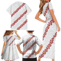 White Sunday Tonga Fakame Family Matching Short Sleeve Bodycon Dress and Hawaiian Shirt Tongan Ngatu Heilala Lei LT14 - Polynesian Pride