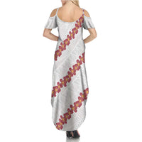 White Sunday Tonga Fakame Family Matching Summer Maxi Dress and Hawaiian Shirt Tongan Ngatu Heilala Lei LT14 - Polynesian Pride