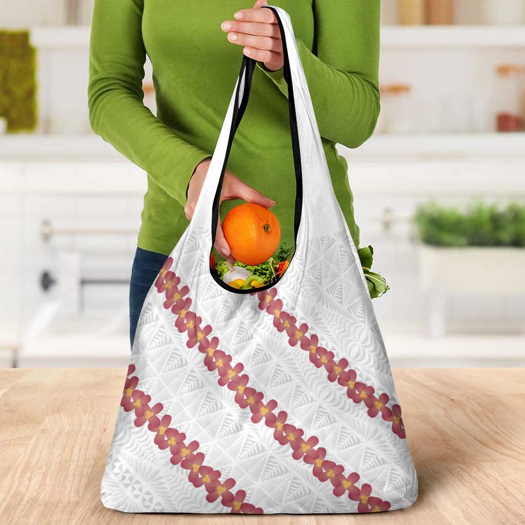 White Sunday Tonga Fakame Grocery Bag Tongan Ngatu Heilala Lei LT14 - Polynesian Pride