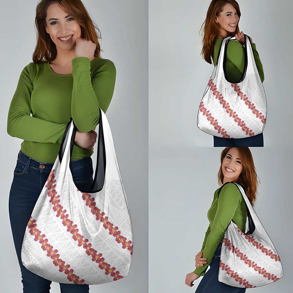 White Sunday Tonga Fakame Grocery Bag Tongan Ngatu Heilala Lei LT14 - Polynesian Pride