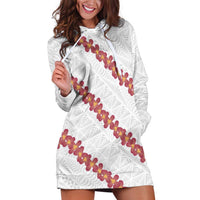 White Sunday Tonga Fakame Hoodie Dress Tongan Ngatu Heilala Lei LT14 White - Polynesian Pride