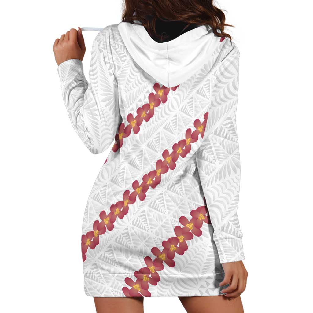 White Sunday Tonga Fakame Hoodie Dress Tongan Ngatu Heilala Lei LT14 - Polynesian Pride