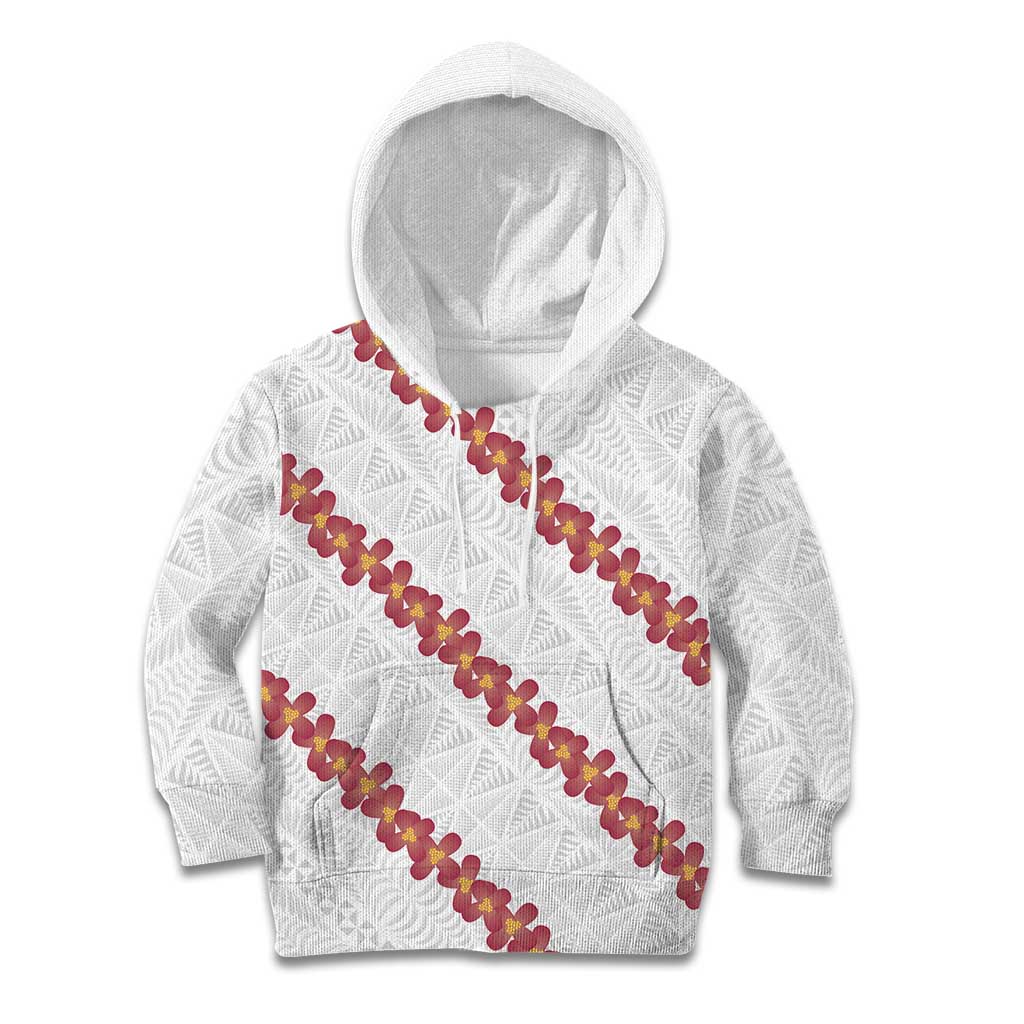 White Sunday Tonga Fakame Kid Hoodie Tongan Ngatu Heilala Lei LT14 Hoodie White - Polynesian Pride