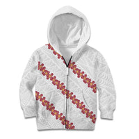 White Sunday Tonga Fakame Kid Hoodie Tongan Ngatu Heilala Lei LT14 Zip Hoodie White - Polynesian Pride