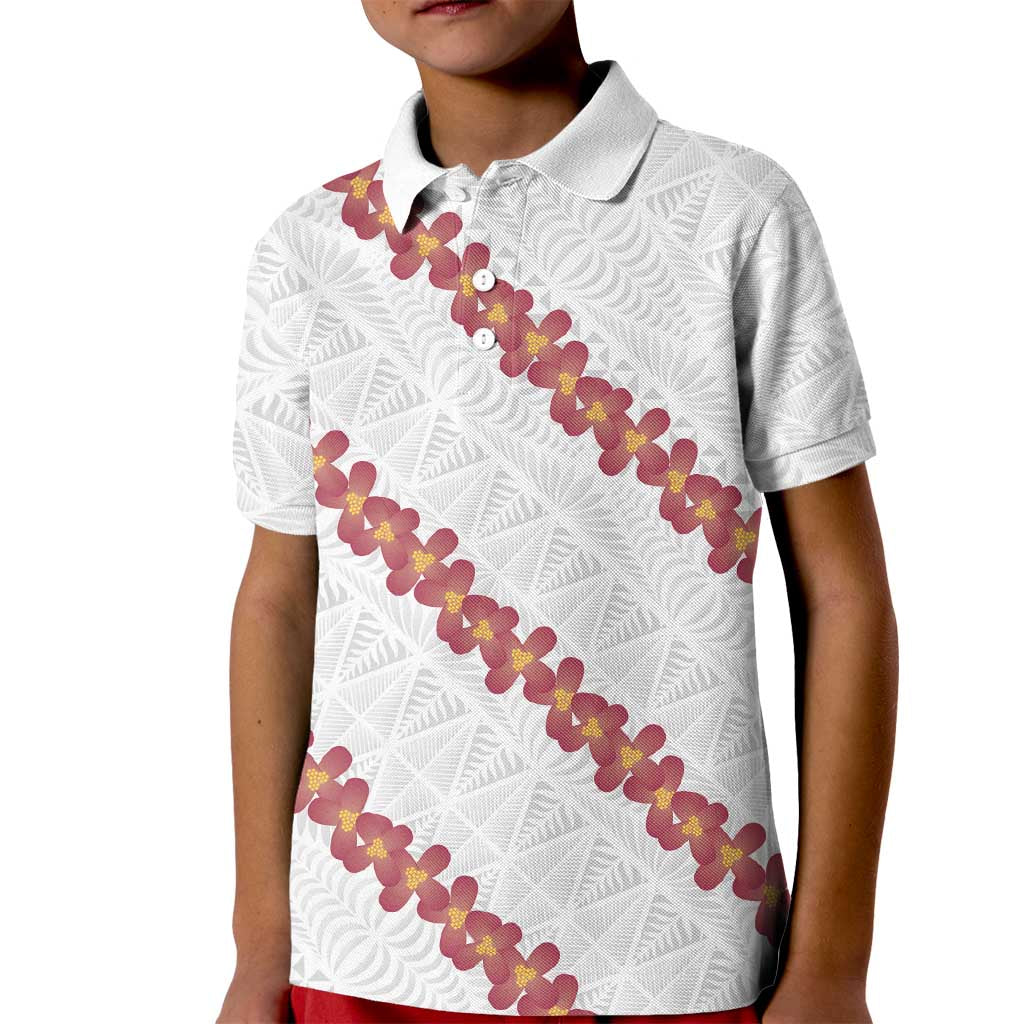 White Sunday Tonga Fakame Kid Polo Shirt Tongan Ngatu Heilala Lei LT14 Kid White - Polynesian Pride