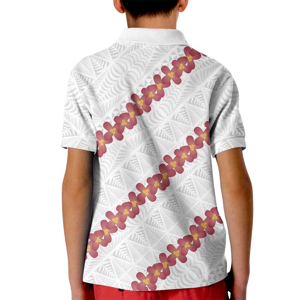 White Sunday Tonga Fakame Kid Polo Shirt Tongan Ngatu Heilala Lei LT14 - Polynesian Pride