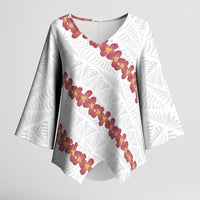 White Sunday Tonga Fakame Kimono Sleeve Blouse Tongan Ngatu Heilala Lei LT14 Female White - Polynesian Pride