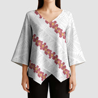 White Sunday Tonga Fakame Kimono Sleeve Blouse Tongan Ngatu Heilala Lei LT14 - Polynesian Pride