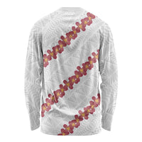 White Sunday Tonga Fakame Long Sleeve Shirt Tongan Ngatu Heilala Lei LT14 - Polynesian Pride