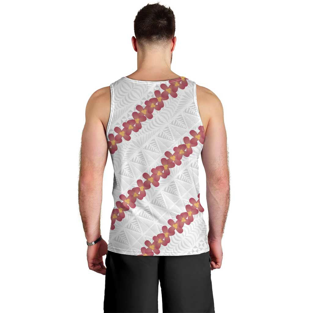 White Sunday Tonga Fakame Men Tank Top Tongan Ngatu Heilala Lei LT14 - Polynesian Pride