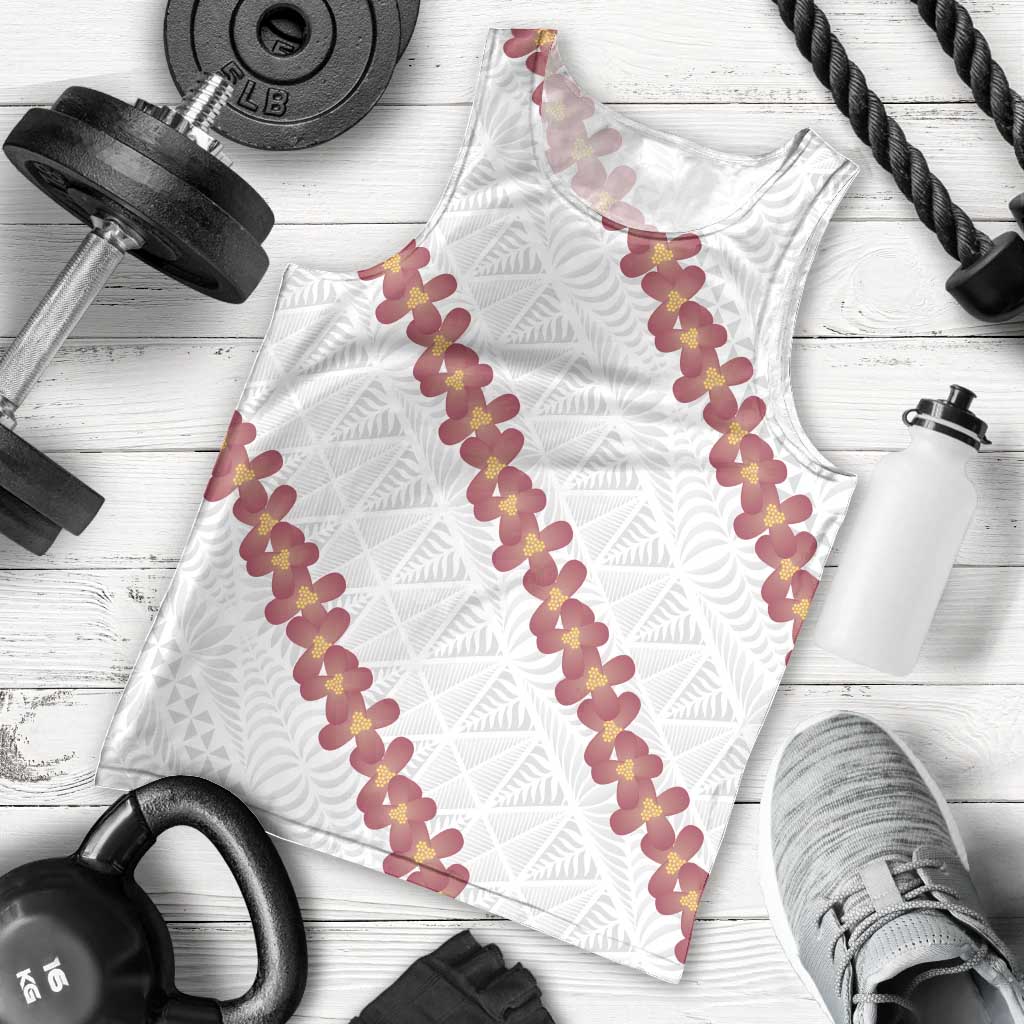 White Sunday Tonga Fakame Men Tank Top Tongan Ngatu Heilala Lei LT14 - Polynesian Pride