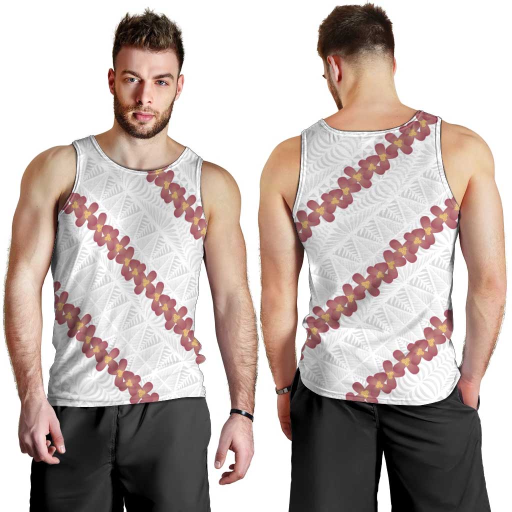 White Sunday Tonga Fakame Men Tank Top Tongan Ngatu Heilala Lei LT14 - Polynesian Pride
